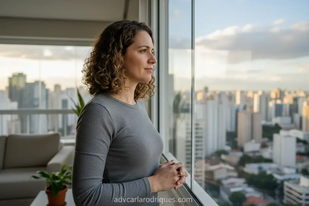 Mulher pensativa em São Paulo sobre divórcio litigioso