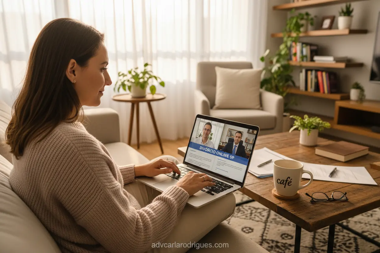 Posso dar entrada no divórcio sozinha em São Paulo via online, com advogado.