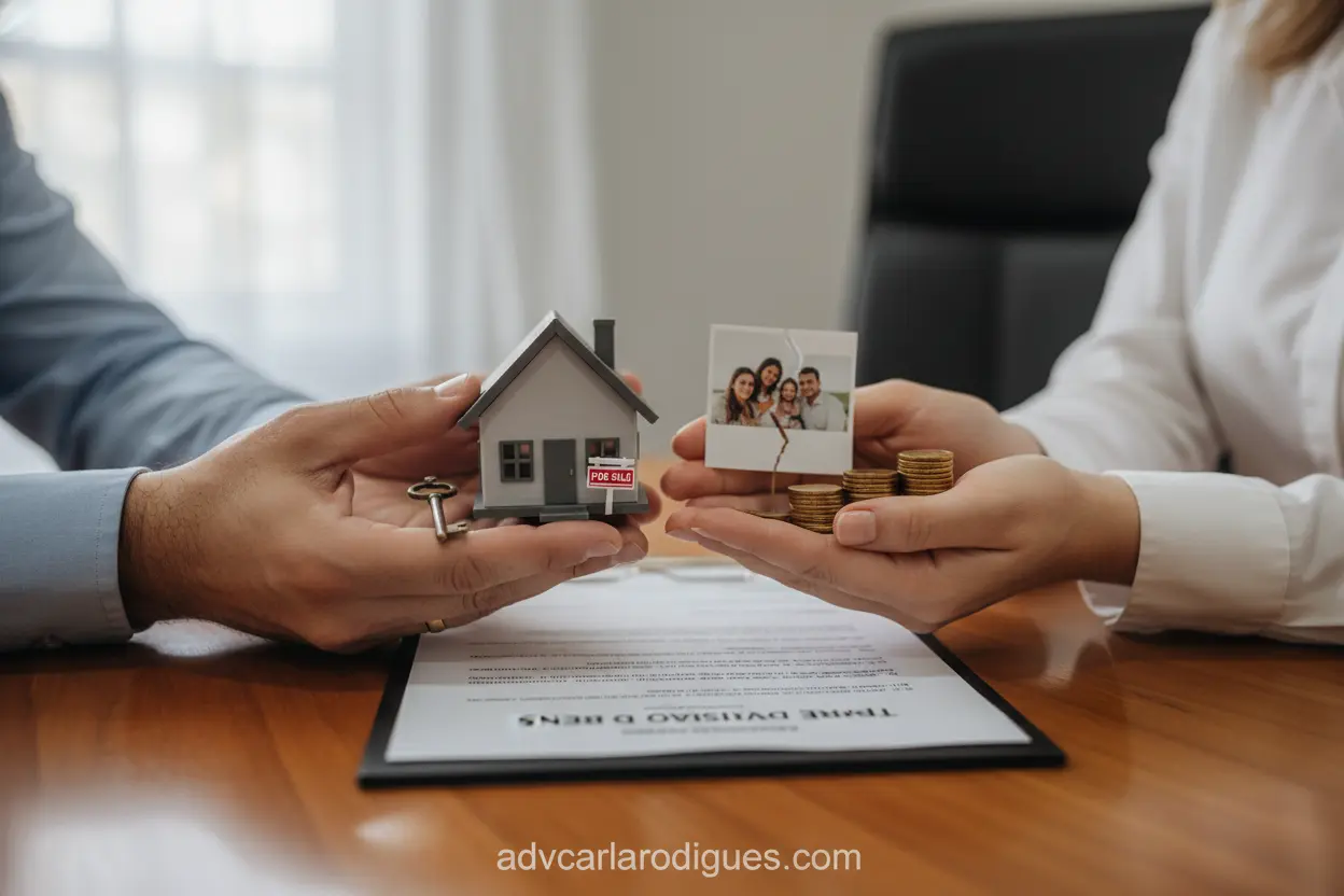 Mãos simbolizando opções de divisão de imóvel financiado