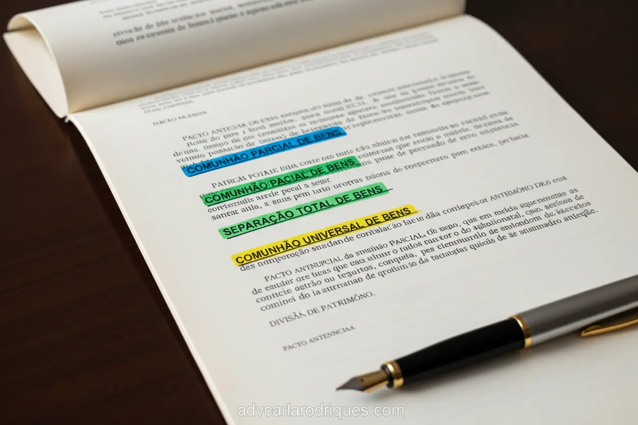 Documento legal sobre regimes de bens