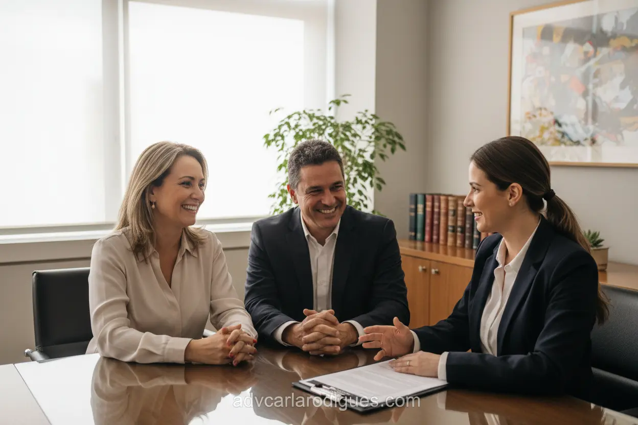 Requisitos Divórcio Extrajudicial Casal e advogado em divórcio consensual