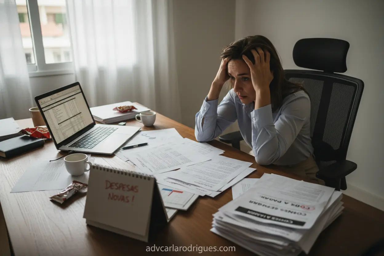 Situações para Revisão de Pensão Homem estressado com finanças para revisão de pensão