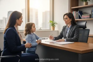 Advogado especialista em pensão alimentícia orientando cliente
