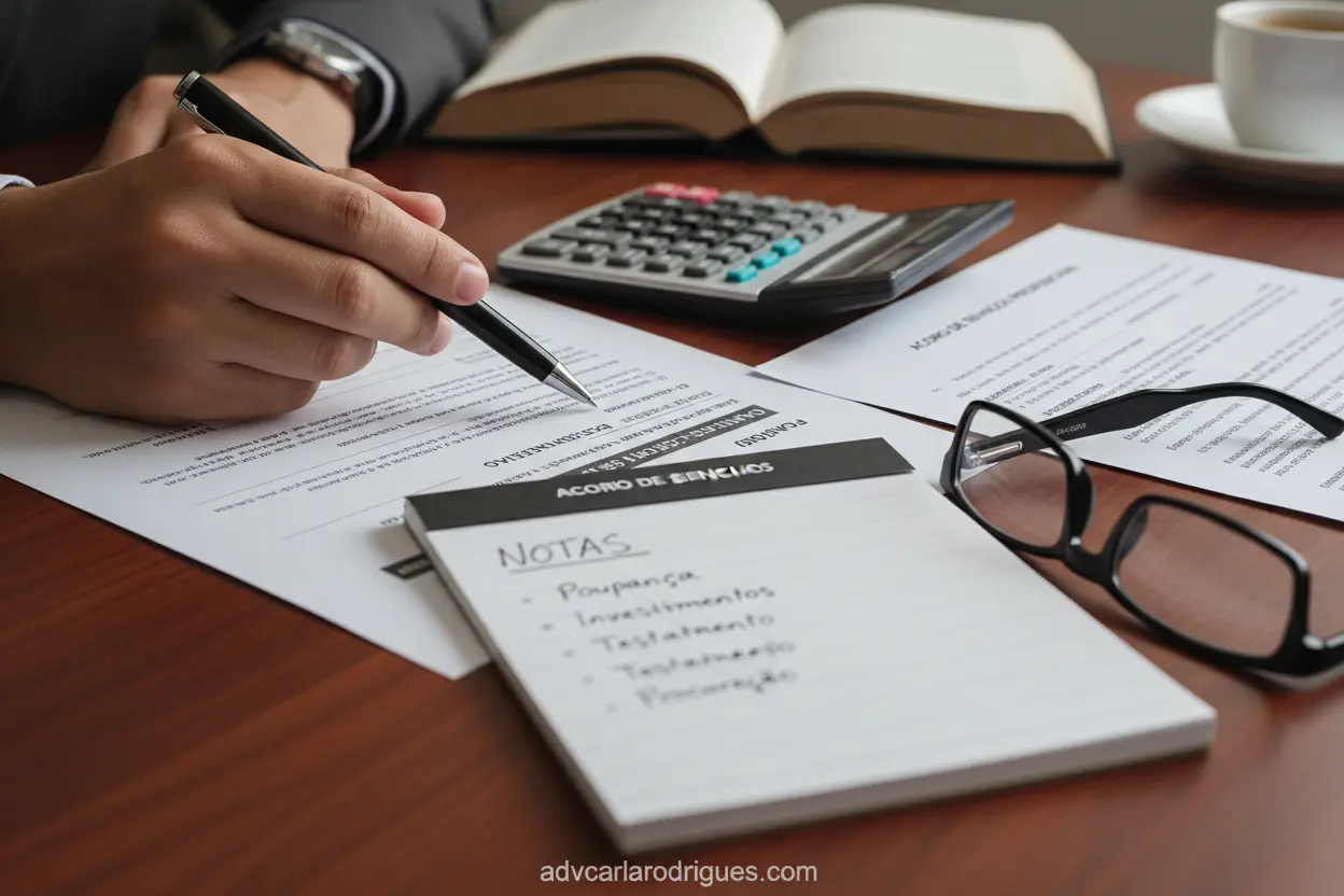Documentos e calculadora para cálculo de pensão