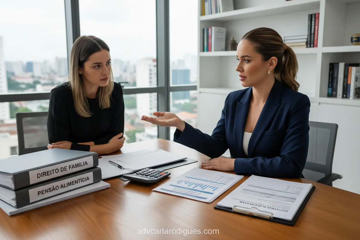 Advogado explicando cálculo de pensão