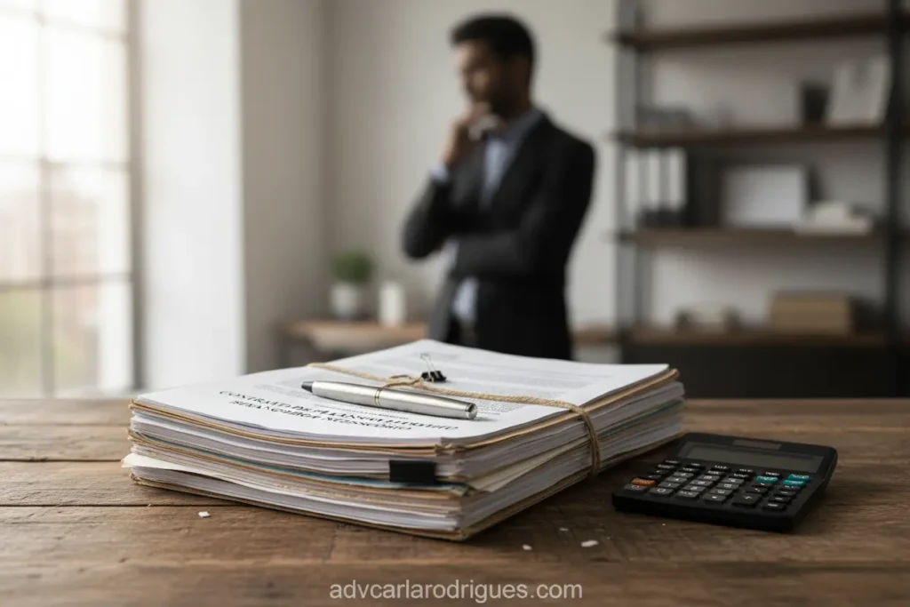 Pilha de documentos importantes para solicitar pensão alimentícia