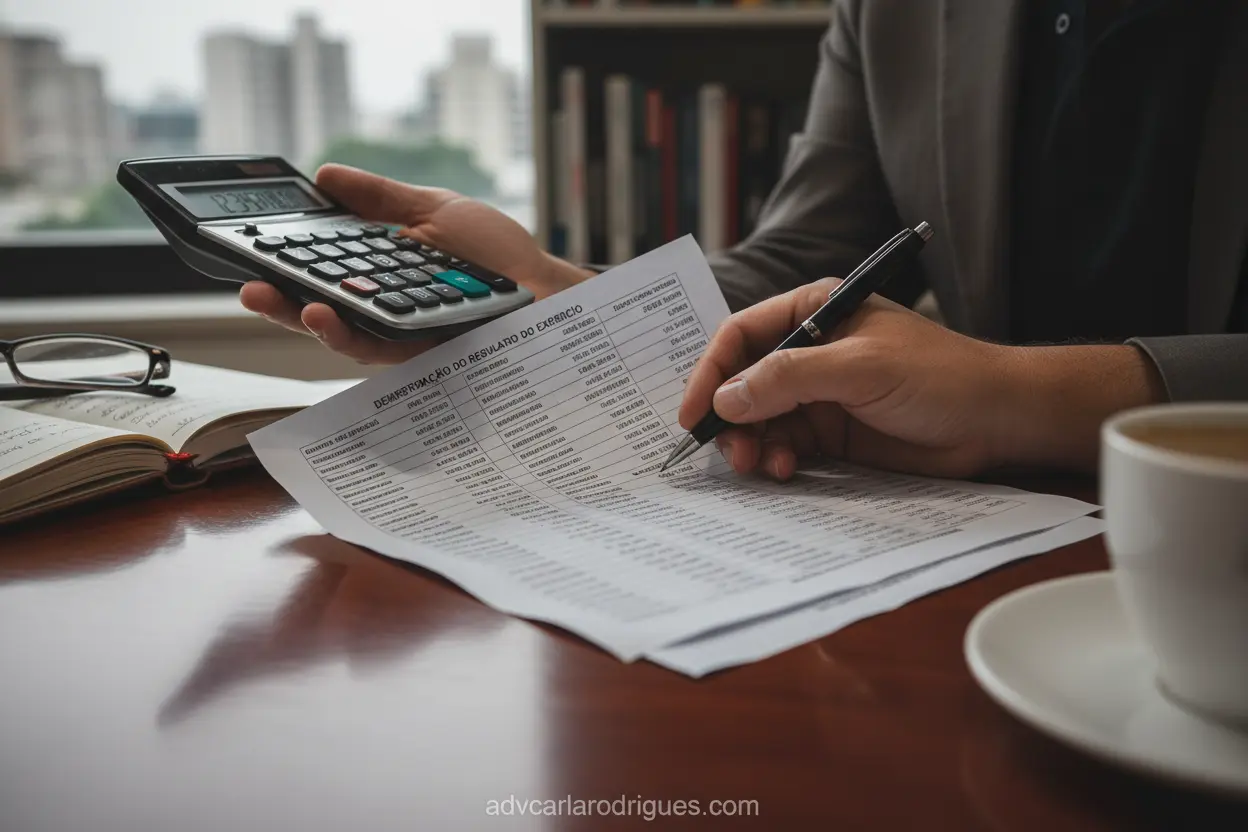 Mãos calculando valor de pensão