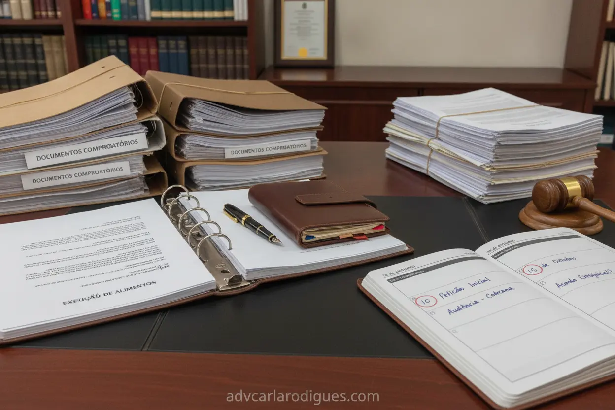 Documentos legais sobre cobrança de pensão atrasada