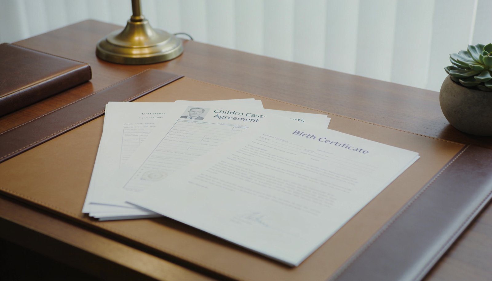 Documentos e certidão de nascimento para processo de guarda de filhos